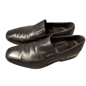 Monte Rosso Shoes Mens 12 Black Leather Slip On Dress Square Toe Made In Italy